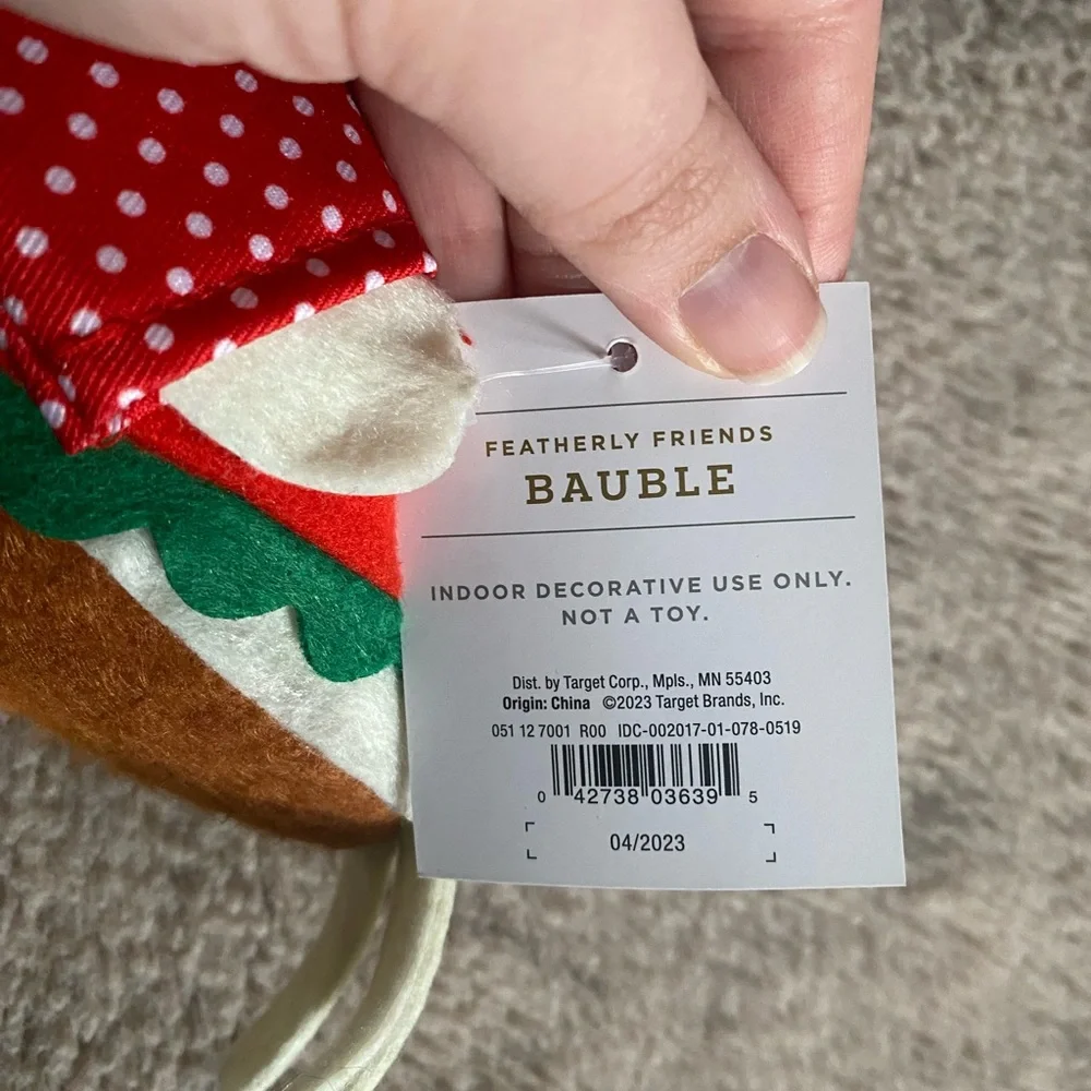 Target Wondershop Featherly Friends 2023 Christmas Elf Bird Bauble NWT